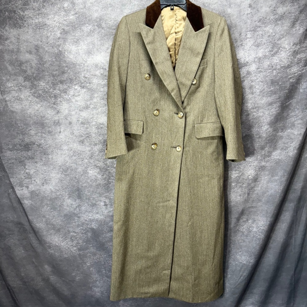 Vintage Paul Stuart Double Breasted Long Wool Coat Womens 8 Brown Old Money Glam